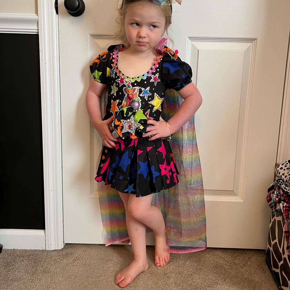 Lisa Frank inspired custom outfit of Choice. 12/2 
We are original owner.